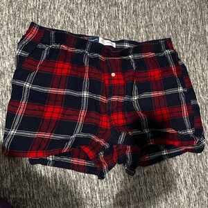 Women’s Red & Blue Plaid Pajama Shorts